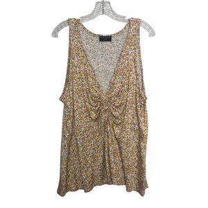 Lane Bryant Sleeveless Floral Print Top Womens 18/20 Multicolor Ruched Summer